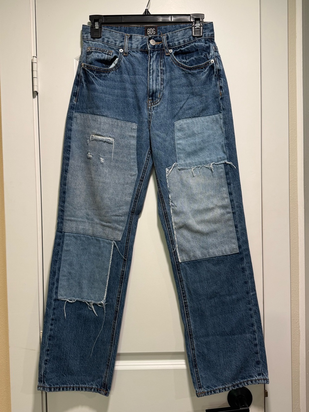 BDG Two-Tone Patchwork Blue Denim Relaxed Jeans